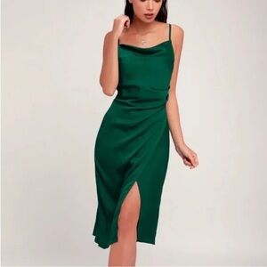 Lulu's Hollywood Green Sleeveless Midi Dress XS NEW